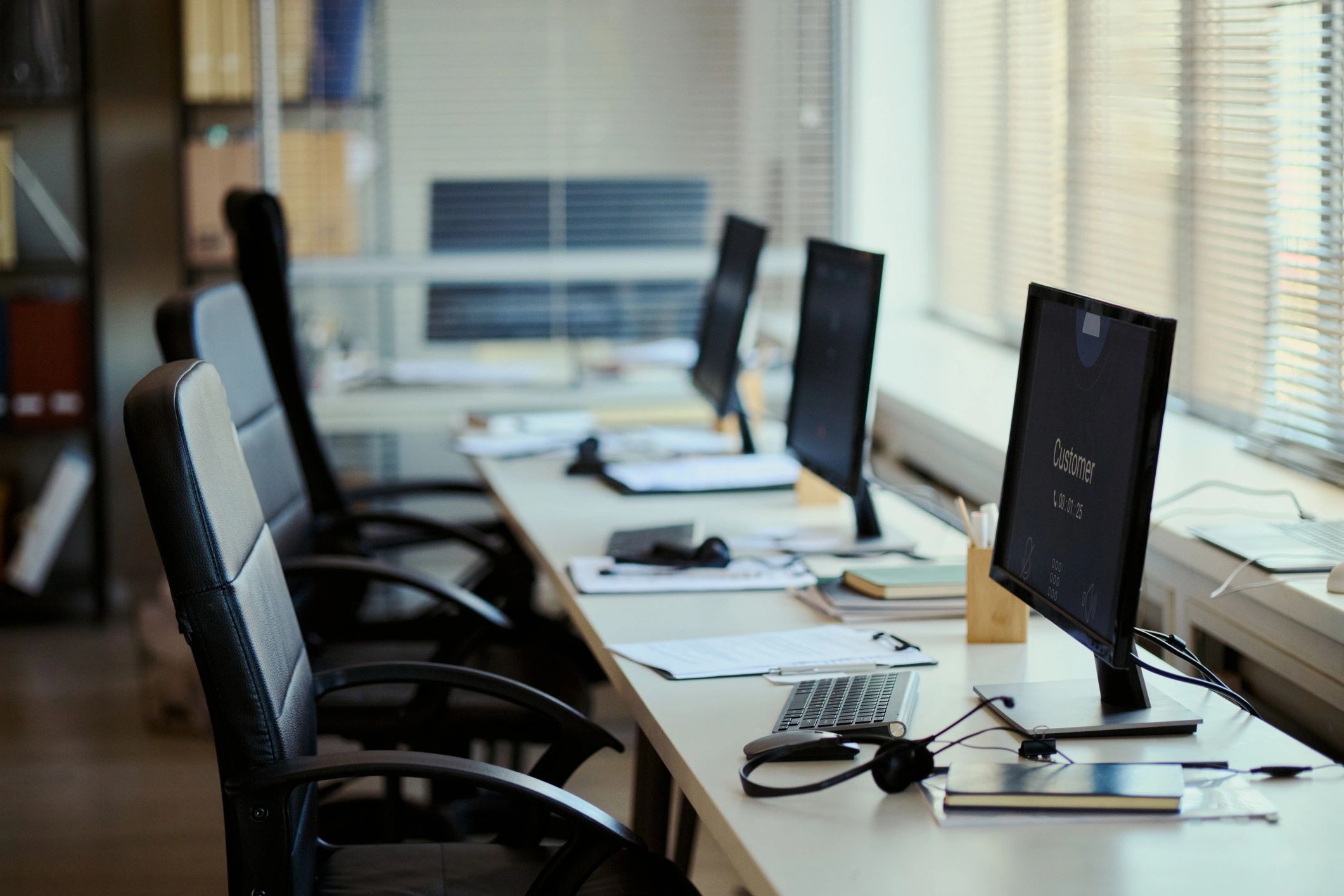 Professional office workstations representing digital information handling